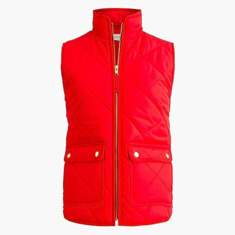 J. Crew Womens Goose Down Quilted Puffer Vest Sz XS Full Zip Snap Front Preppy